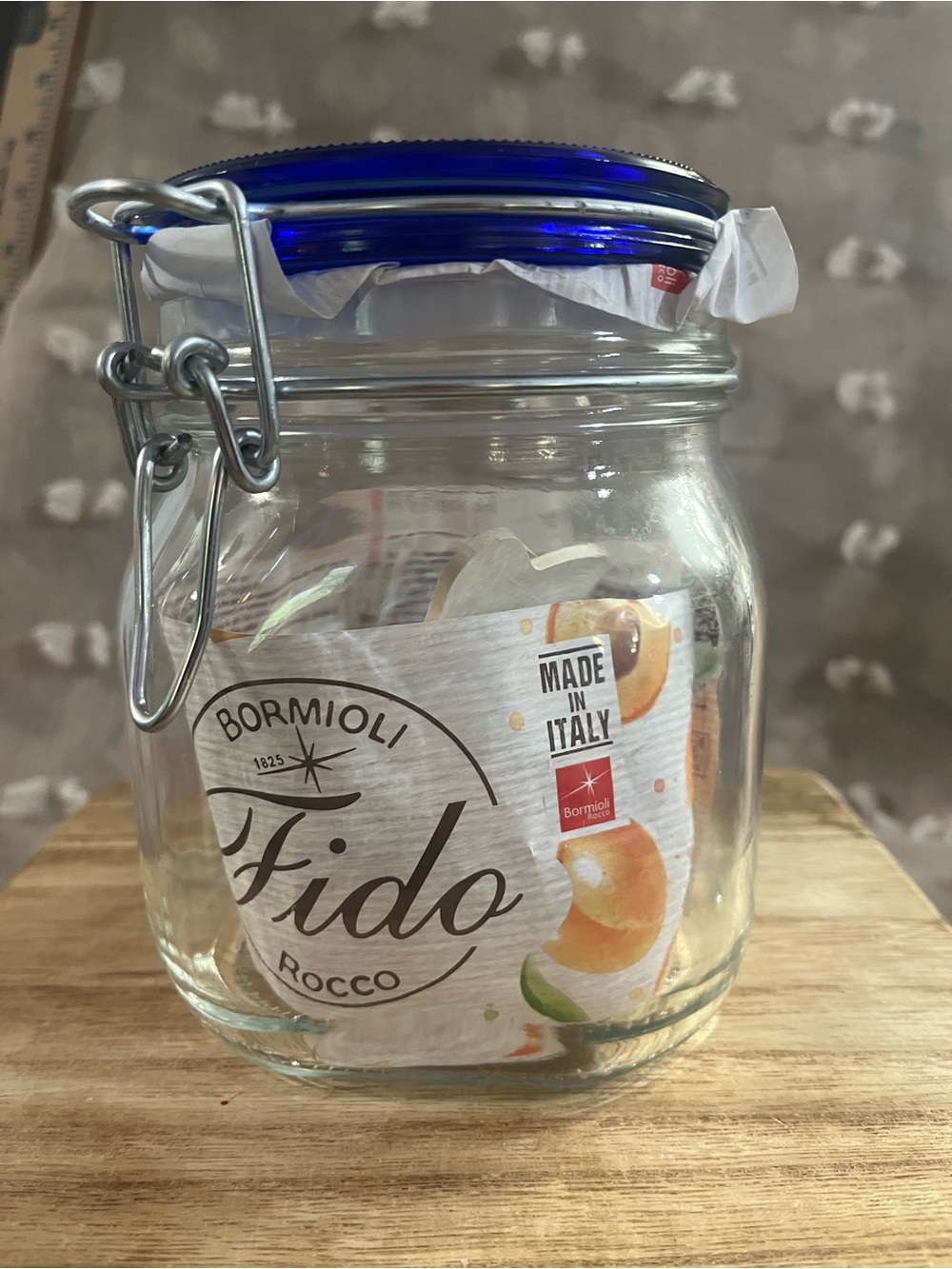 Fido Glass Storage Jar with Blue Lid - Airtight Home Kitchen Canister